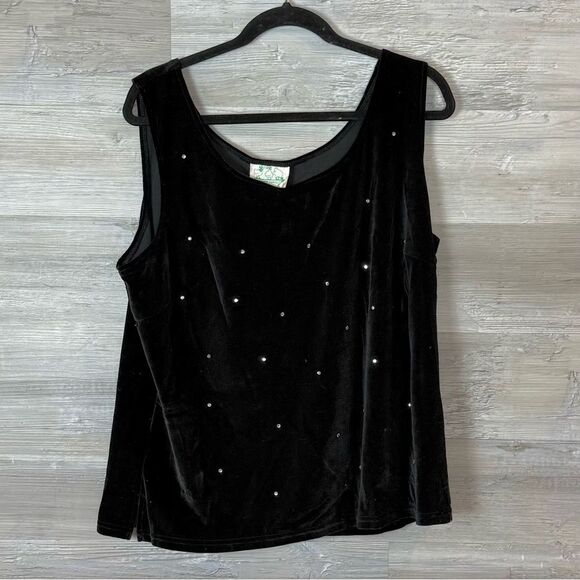 Quacker Factory Black Velvet Tank Top with Embellishments - Picture 6 of 6
